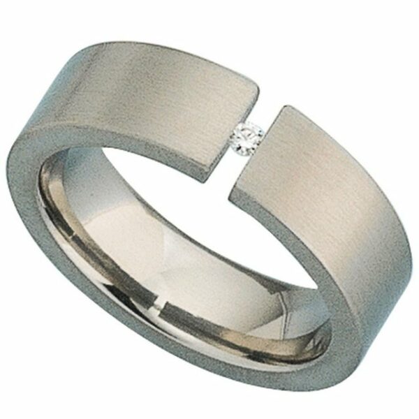 Schmuck Krone Verlobungsring Ring für Damen Damenring aus Titan mit Diamant Brillant Titanring