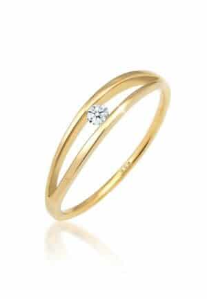 Elli DIAMONDS Verlobungsring Verlobung Wellen Diamant (0.06 ct) 585 Gelbgold