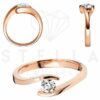 Stella-Jewellery Solitärring Verlobungsring Spannring 585 Rotgold Diamant Gr.54 (inkl. Etui)
