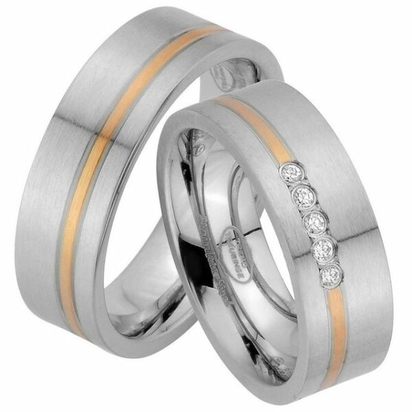 Trauringe123 Trauring Hochzeitsringe Verlobungsringe Trauringe Eheringe Partnerringe Gold Platiert aus Edelstahl JE67