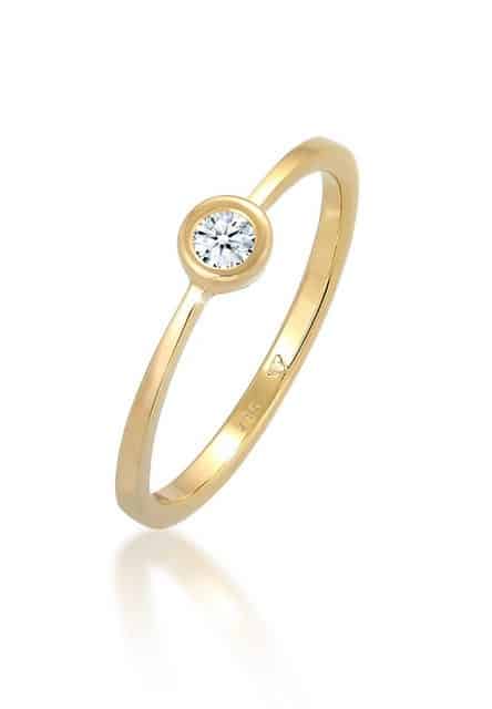 Elli DIAMONDS Verlobungsring Verlobung Solitär Diamant 0.06 ct. 585 Gelbgold