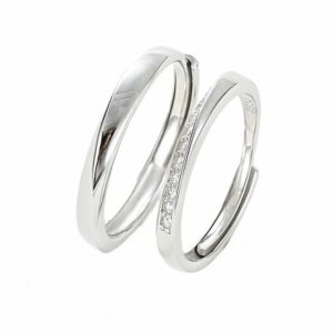 ACCZOO Partnerring 2 Stück Partnerring 925er Sterlingsilber (Trauringe Paar Ringe Frauen Männer Trauringe