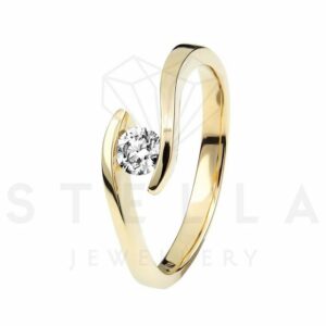 Stella-Jewellery Verlobungsring Verlobungsring Spannring 585 Gelbgold Diamant Gr54 (inkl. Etui)