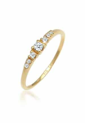 Elli DIAMONDS Verlobungsring Verlobung Diamanten (0.14 ct) 585 Gold