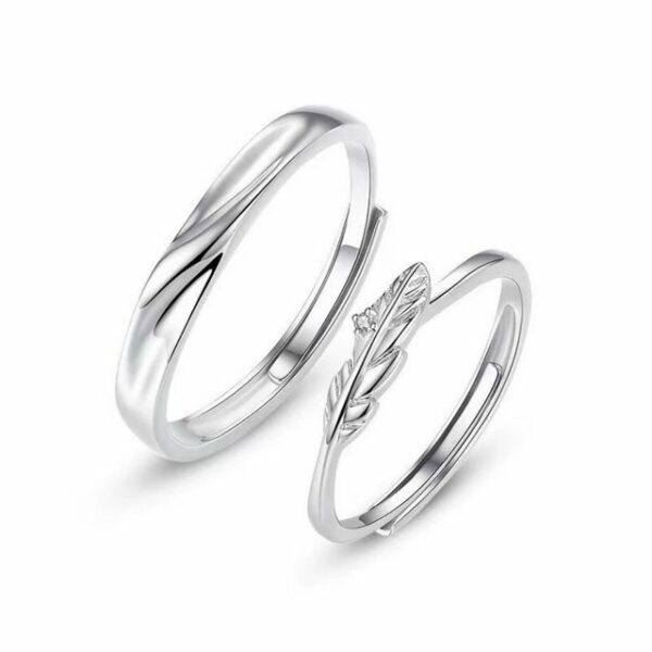 SCOZBT Partnerring Trauringe Amors Feder Paar Ringe (Offen Verstellbar Partnerringe