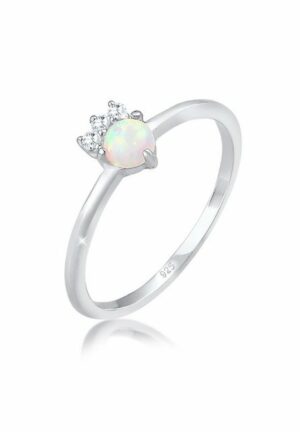 Elli Verlobungsring Vintage Zirkonia Kristalle Opal Trend 925 Silber