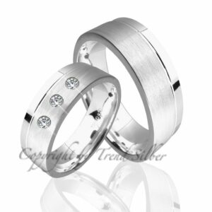 Trauringe123 Trauring Hochzeitsringe Verlobungsringe Trauringe Eheringe Partnerringe aus 925er Silber mit Stein