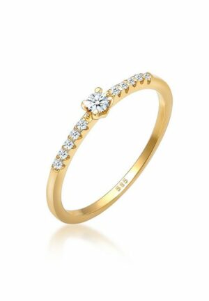 Elli DIAMONDS Verlobungsring Geo Microsetting Diamant (0.11 ct) 585 Gelbgold