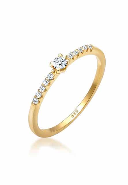 Elli DIAMONDS Verlobungsring Geo Microsetting Diamant (0.11 ct) 585 Gelbgold