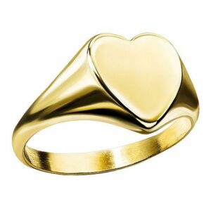 Taffstyle Fingerring Damen Ring Siegelring Herz vergoldet modern