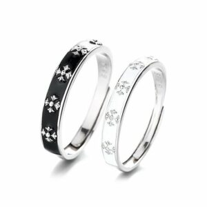 ACCZOO Partnerring 999 Sterling Silber Offen Verstellbar Partnerringe (Geschenk für Ehefrau Mann Freundin Freund