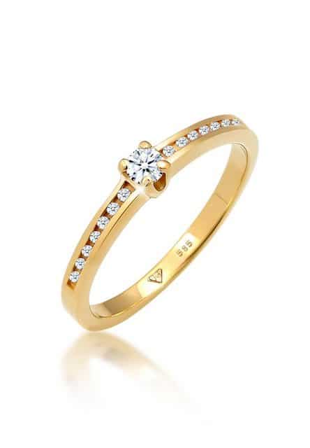 Elli DIAMONDS Verlobungsring Verlobungsring Diamant (0.18 ct) 585 Gelbgold