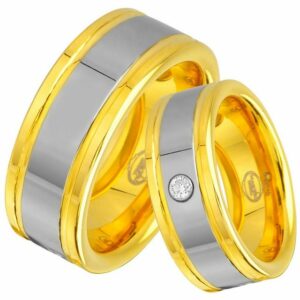 Trauringe123 Trauring Hochzeitsringe Verlobungsringe Trauringe Eheringe Partnerringe WOLFRAM TRAURINGE RINGE mit GOLD Platierung TUNGSTEN