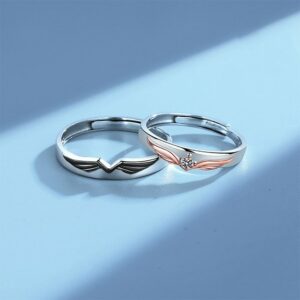 ACCZOO Partnerring 999 Sterling Silber Offen Verstellbar Partnerringe (Damen & Herren Trauringe Paar Ringe