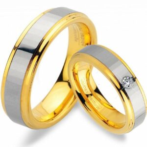 Trauringe123 Trauring aus Wolfram Hochzeitsringe Verlobungsringe Trauringe Eheringe Partnerringe mit GOLD Platierung - JW10