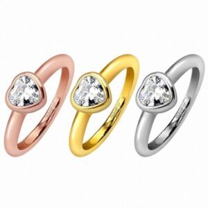 Taffstyle Fingerring Damen Ring Verlobungsring weißem Stein Herzform