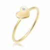 Elli DIAMONDS Verlobungsring Bandring Herz Diamant (0.015 ct)Love 375 Gelbgold