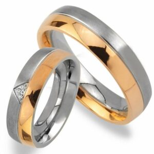 Trauringe123 Trauring Hochzeitsringe Verlobungsringe Trauringe Eheringe Partnerringe aus Edelstahl Ring Gold Platiert JE25