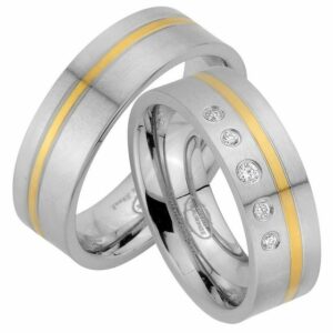 Trauringe123 Trauring Hochzeitsringe Verlobungsringe Trauringe Eheringe Partnerringe Gold Platiert aus Edelstahl JE65