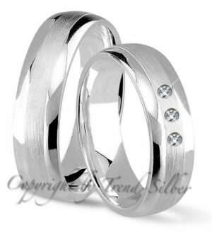 Trauringe123 Trauring Hochzeitsringe Verlobungsringe Trauringe Eheringe Partnerringe aus 925er Silber mit Stein