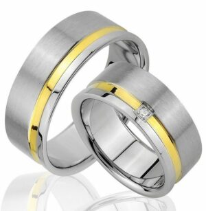 Trauringe123 Trauring Hochzeitsringe Verlobungsringe Trauringe Eheringe Partnerringe aus Edelstahl mit Stein JE73