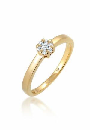 Elli DIAMONDS Verlobungsring Blume Verlobung Diamant (0.12 ct) 585 Gelbgold