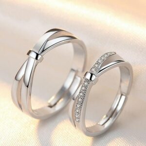 SCOZBT Partnerring 2 Stück Partnerring 925 Sterling Silber Ring (Trauringe Paar Ringe