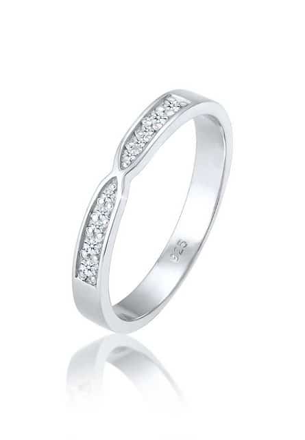 Elli DIAMONDS Verlobungsring Bandring Brillant Diamant (0.09 ct) 925 Silber