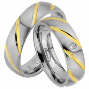 Trauringe123 Trauring Hochzeitsringe Verlobungsringe Trauringe Eheringe Partnerringe Gold Platiert aus Edelstahl JE59