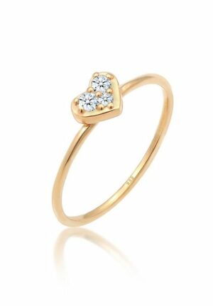 Elli DIAMONDS Verlobungsring Herz Trio Diamant (0.075 ct)Romantik 585 Gelbgold