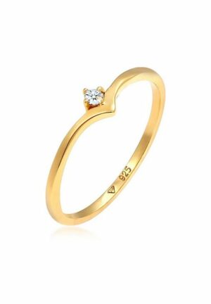 Elli DIAMONDS Verlobungsring Solitär Diamant (0.03 ct) V-Form 925 Silber