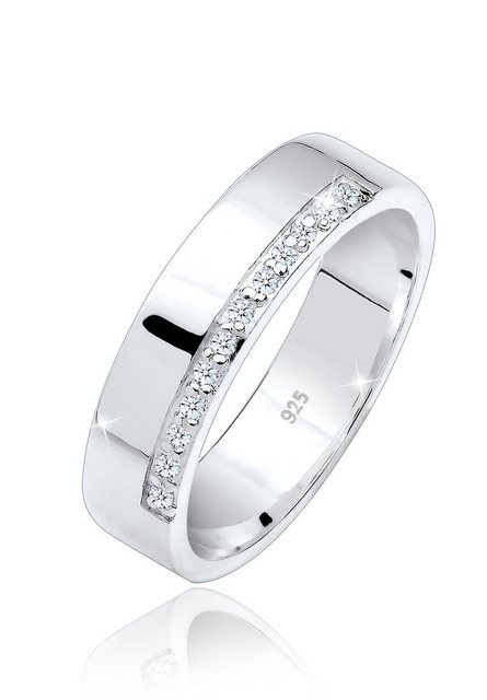 Elli DIAMONDS Verlobungsring Bandring Basic Diamanten (0.06 ct) 925 Silber