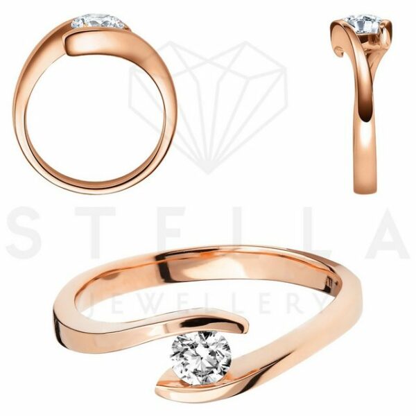 Stella-Jewellery Verlobungsring 585er Rotgold Verlobungsring Diamant Gr. 54 (inkl. Etui)
