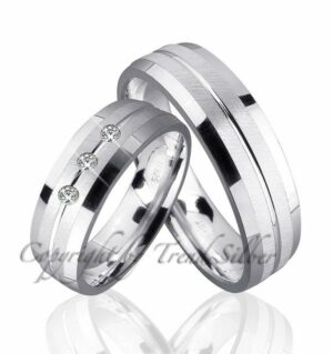 Trauringe123 Trauring Hochzeitsringe Verlobungsringe Trauringe Eheringe Partnerringe aus 925er Silber mit Stein