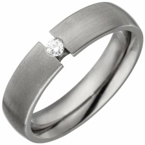 Schmuck Krone Verlobungsring Partner-Ring Fingerring aus Titan mit Diamant Brillant 0