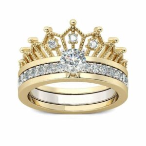 SCOZBT Trauring Zirkonia Crown Damen ringe (2-tlg