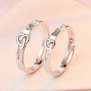 SCOZBT Partnerring 2 Stück Partnerring 925 Sterling Silber Ring (Trauringe Paar Ringe