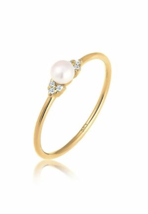 Elli DIAMONDS Verlobungsring Verlobung Perle Diamant (0.03 ct) 585 Gelbgold