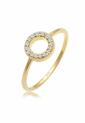 Elli DIAMONDS Verlobungsring Kreis Geo Diamant Verlobung 0.08 ct. 375 Gelbgold