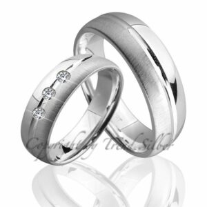 Trauringe123 Trauring Hochzeitsringe Verlobungsringe Trauringe Eheringe Partnerringe aus 925er Silber mit Stein