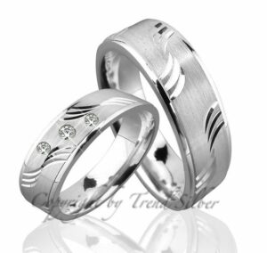 Trauringe123 Trauring Hochzeitsringe Verlobungsringe Trauringe Eheringe Partnerringe aus 925er Silber mit Stein