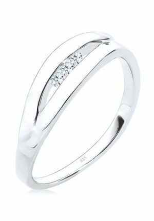 Elli DIAMONDS Verlobungsring Klassisch Trio Diamant (0.09 ct) 925 Silber