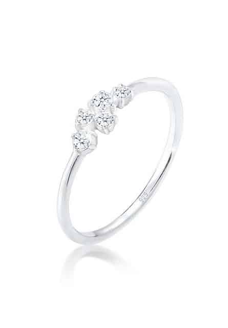 Elli DIAMONDS Verlobungsring Verlobung Diamant (0.105 ct) Pavé 925 Silber