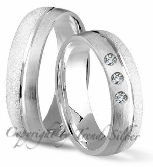 Trauringe123 Trauring Hochzeitsringe Verlobungsringe Trauringe Eheringe Partnerringe aus 925er Silber mit Stein J12