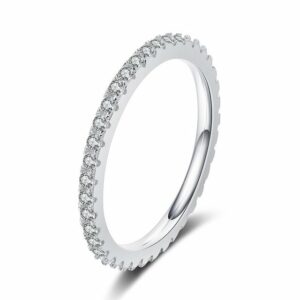 ACCZOO Silberring Ring Silber 925 Damen (57 Punkte Moissanit