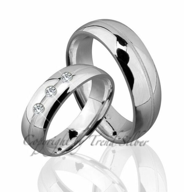 Trauringe123 Trauring Hochzeitsringe Verlobungsringe Trauringe Eheringe Partnerringe aus 925er Silber ohne Stein