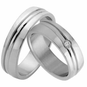 Trauringe123 Trauring Hochzeitsringe Verlobungsringe Trauringe Eheringe Partnerringe aus Edelstahl mit Stein - JE41