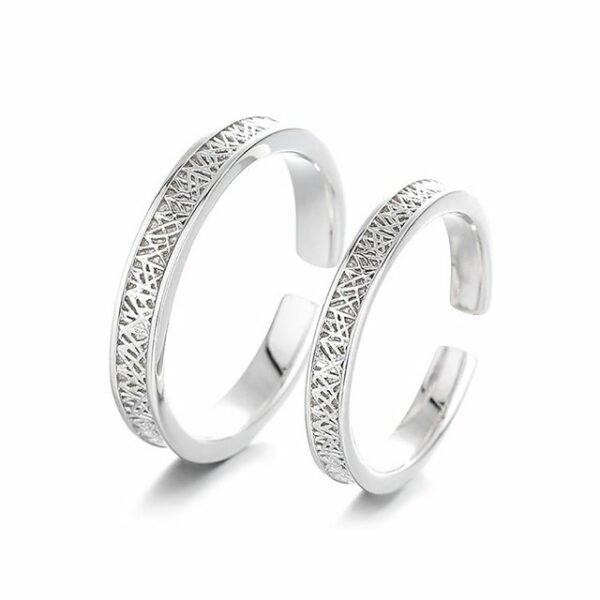 ACCZOO Partnerring 2 Stück Partnerring 999 Sterling Silber (Paare Freundschaftsringe