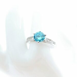 Zolotoy Fingerring Zirkonia Hell Blau Weiß 925 Silber 51510 Damen Ring Gr. 18