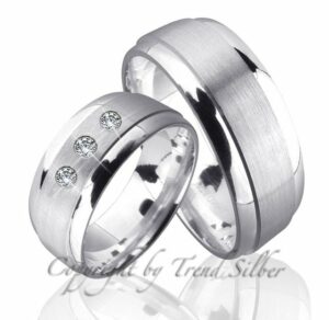 Trauringe123 Trauring Hochzeitsringe Verlobungsringe Trauringe Eheringe Partnerringe aus 925er Silber ohne Stein